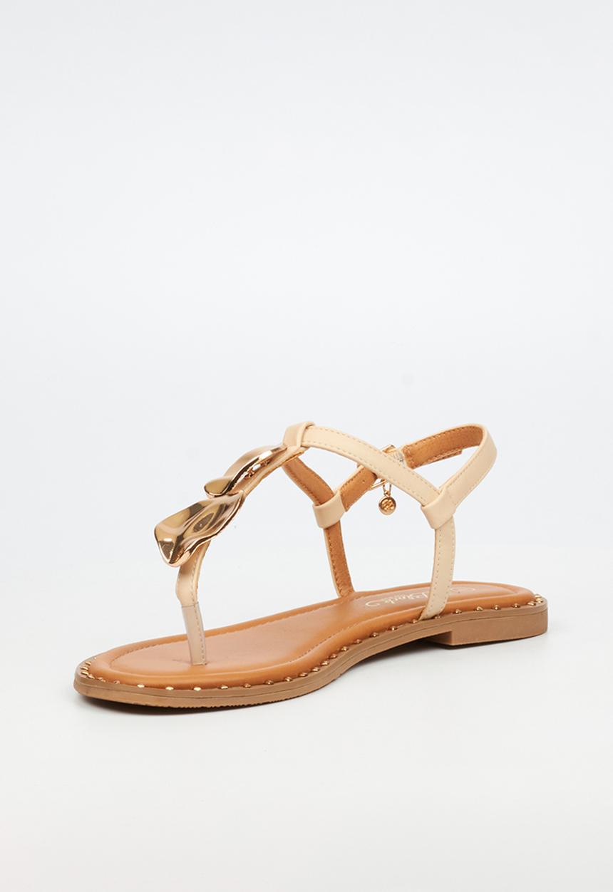 Miss Black - Alia 5 classic gold trim sandal - natural