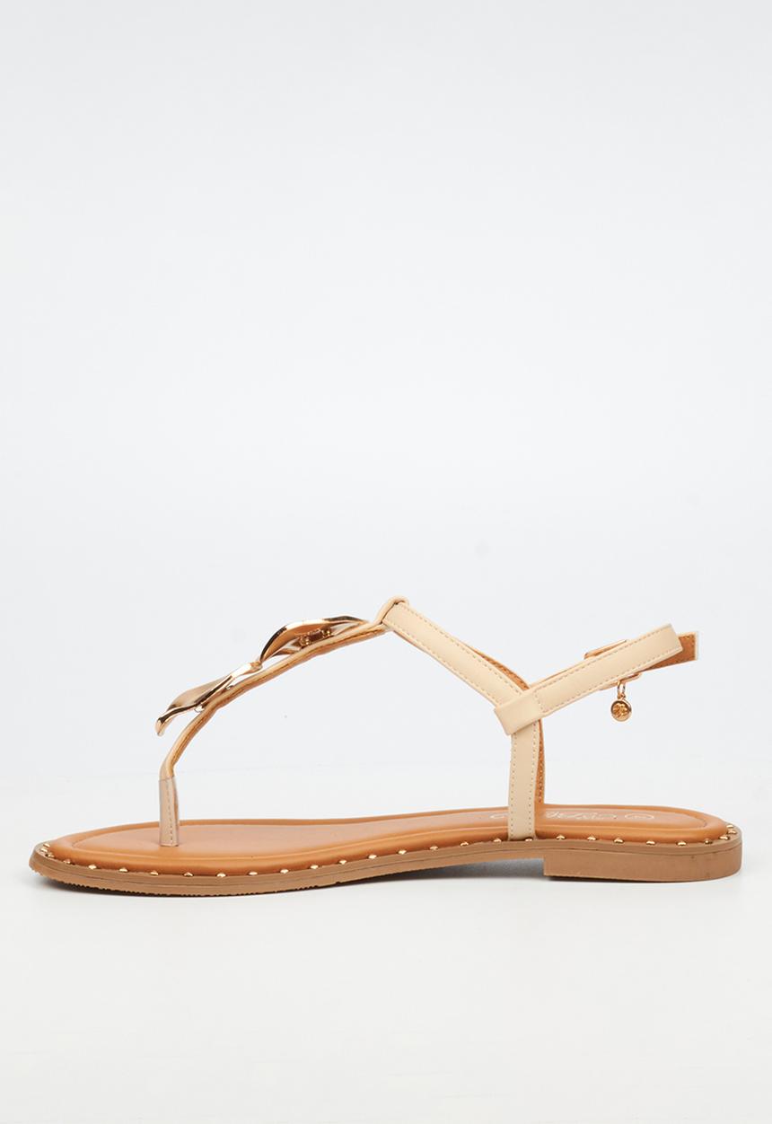 Miss Black - Alia 5 classic gold trim sandal - natural
