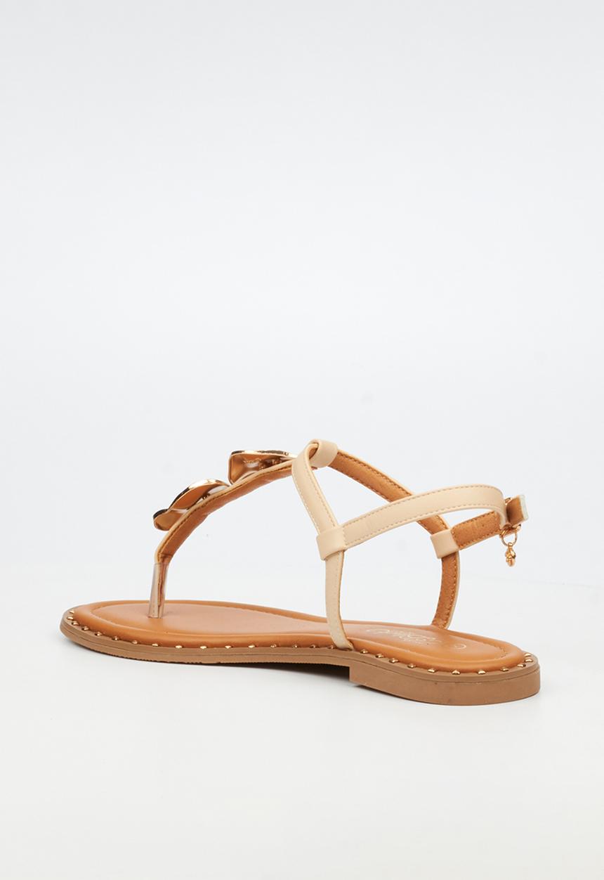 Miss Black - Alia 5 classic gold trim sandal - natural