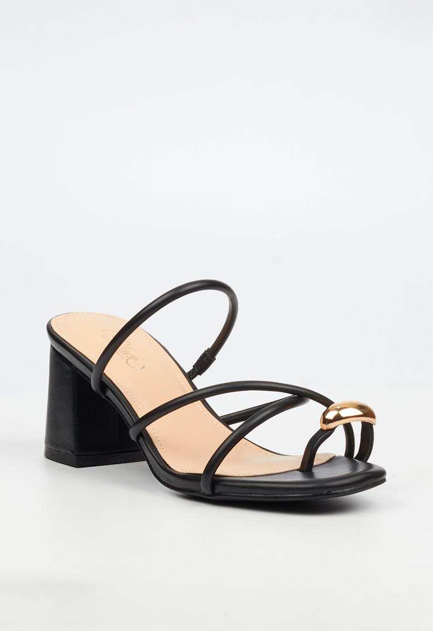 Miss Black - Bardot 10 strappy block heel - black
