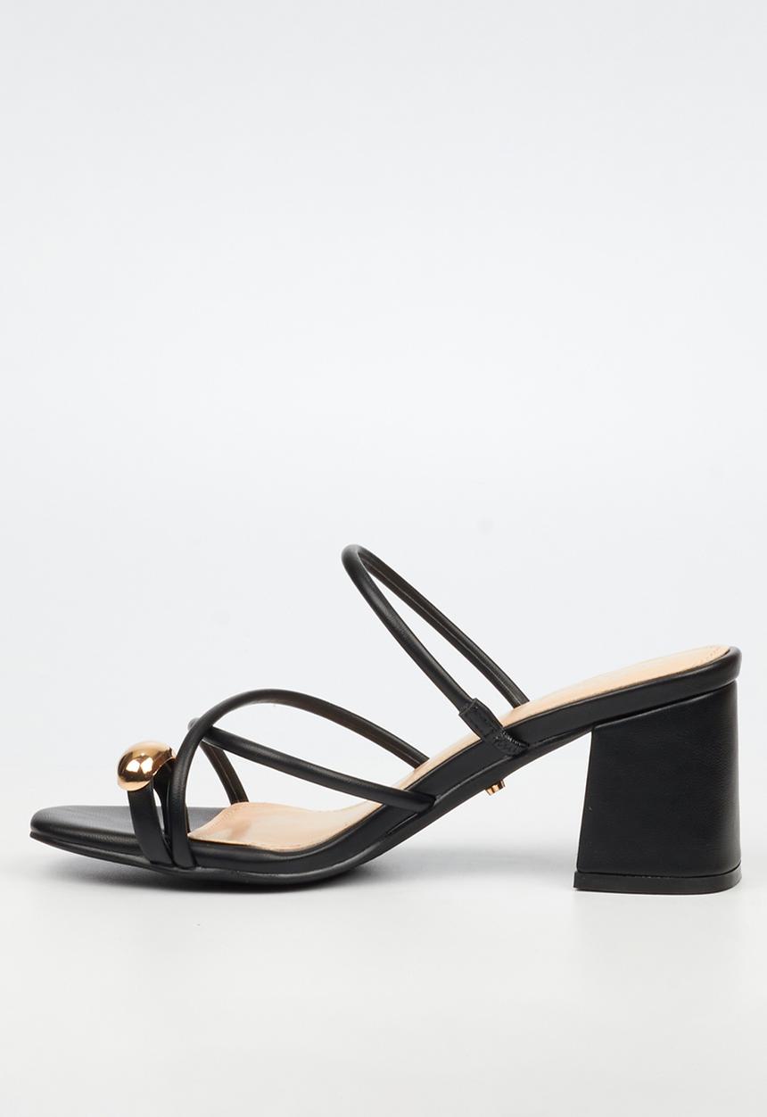 Miss Black - Bardot 10 strappy block heel - black