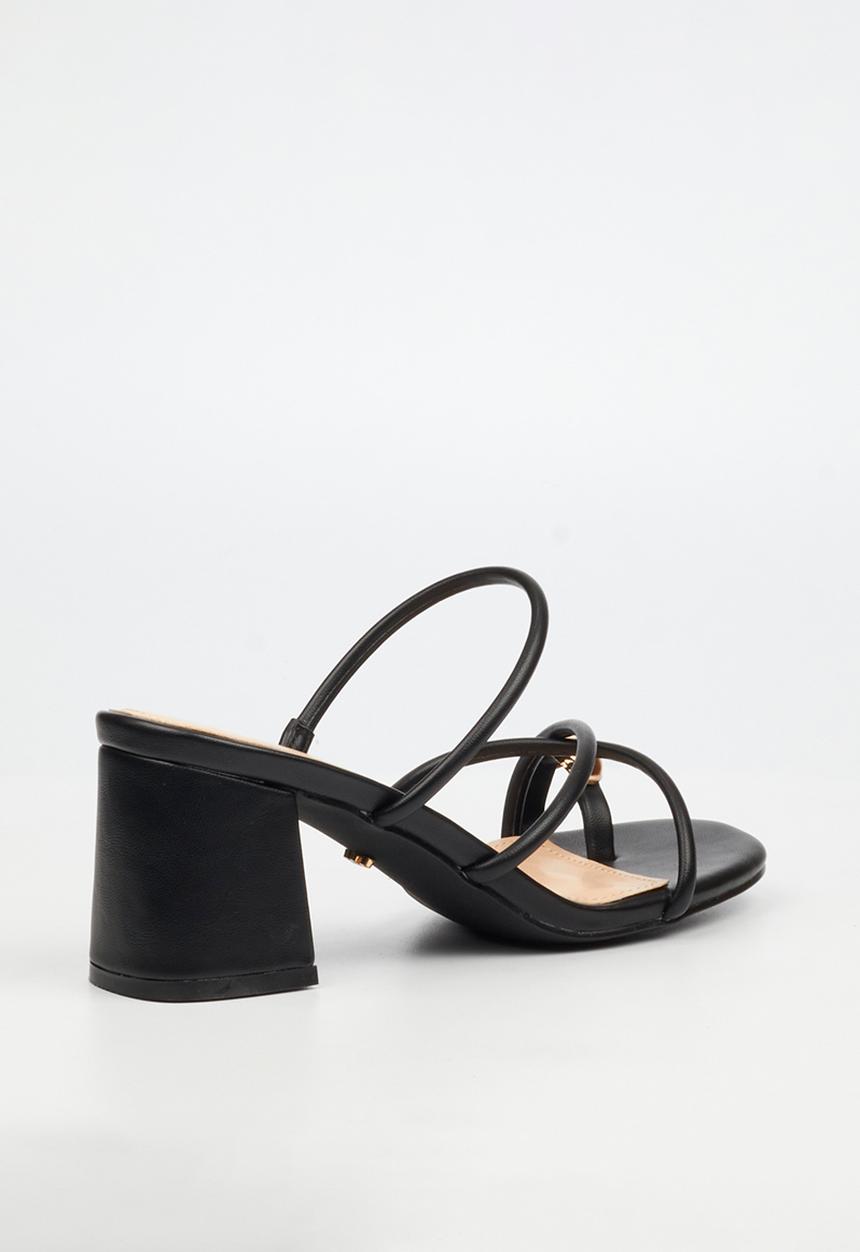 Miss Black - Bardot 10 strappy block heel - black
