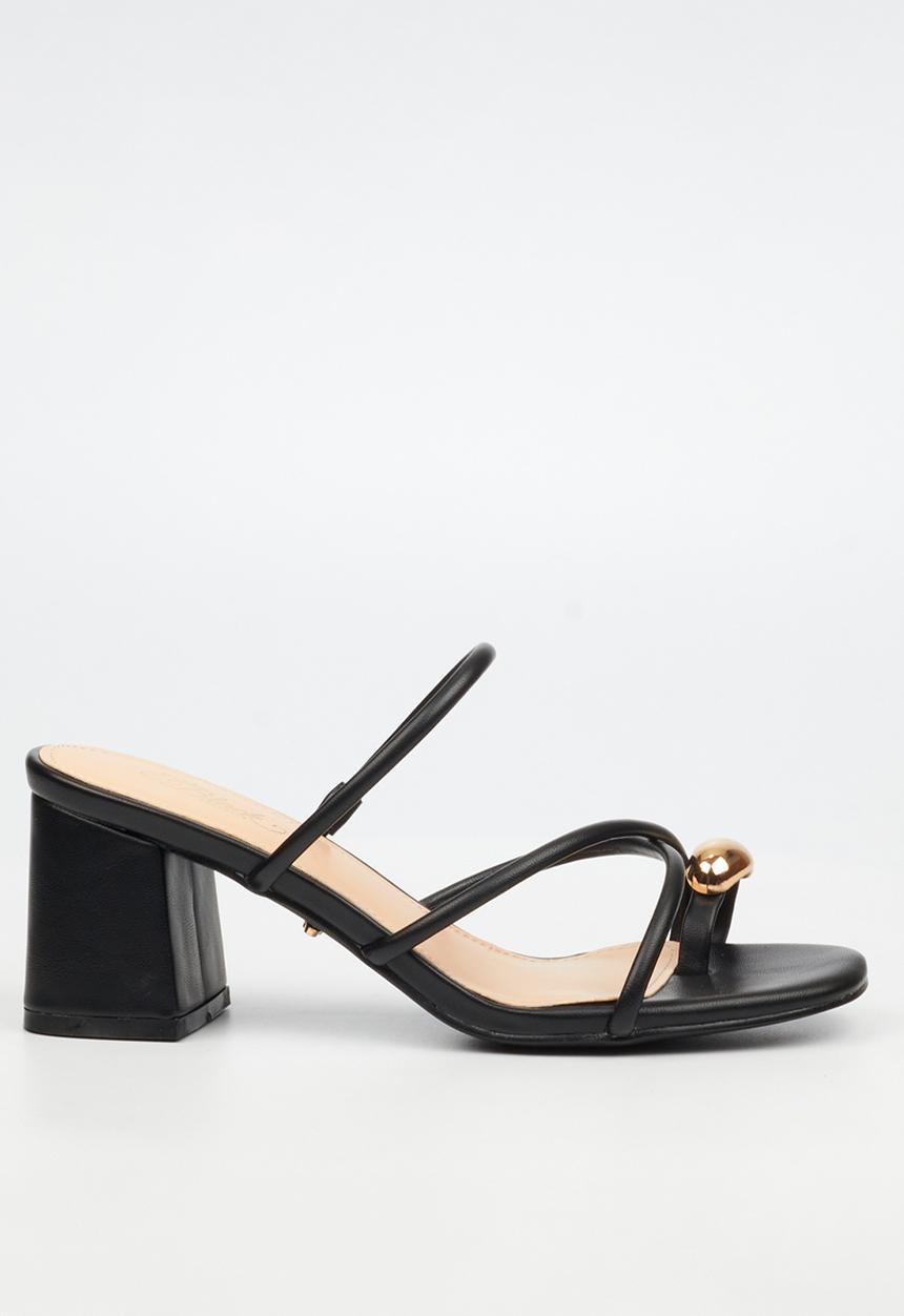 Miss Black - Bardot 10 strappy block heel - black