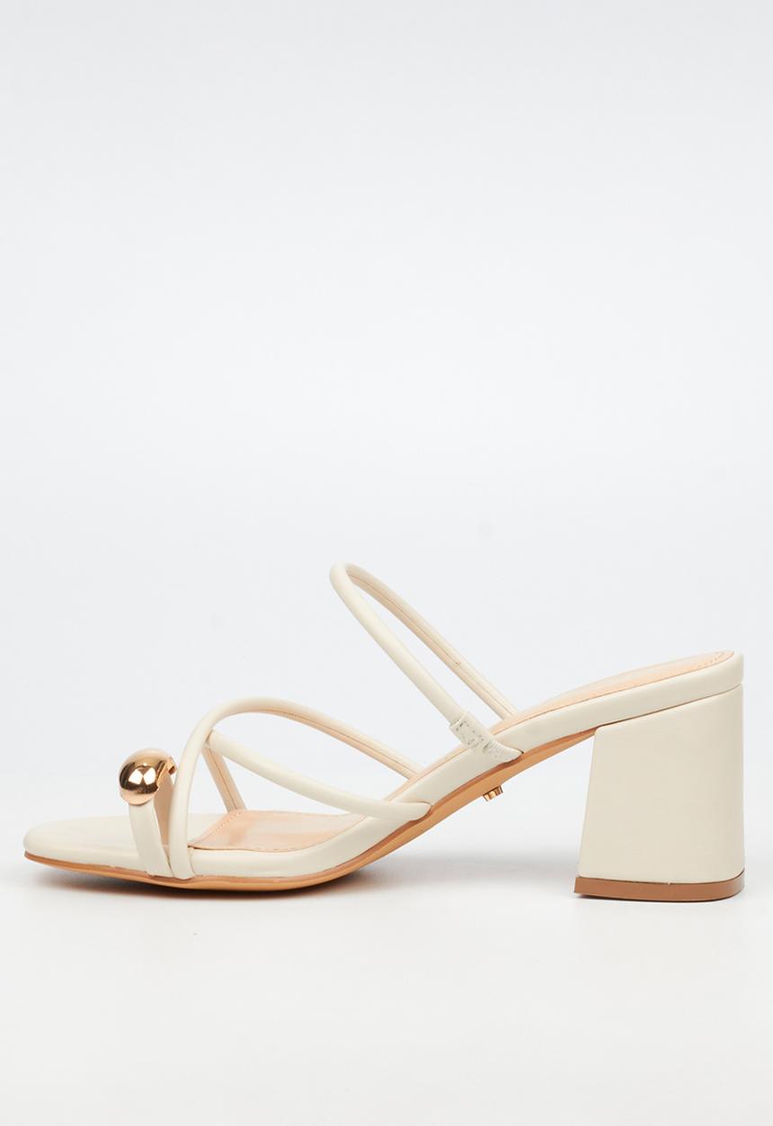 Miss Black - Bardot 10 strappy block heel - ivory
