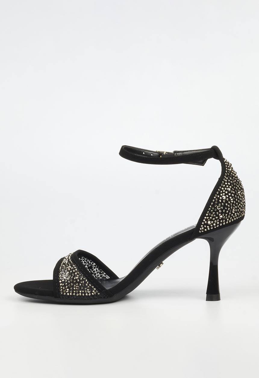 Butterfly Feet - Macie 1 rhinestone ankle strap heel - black
