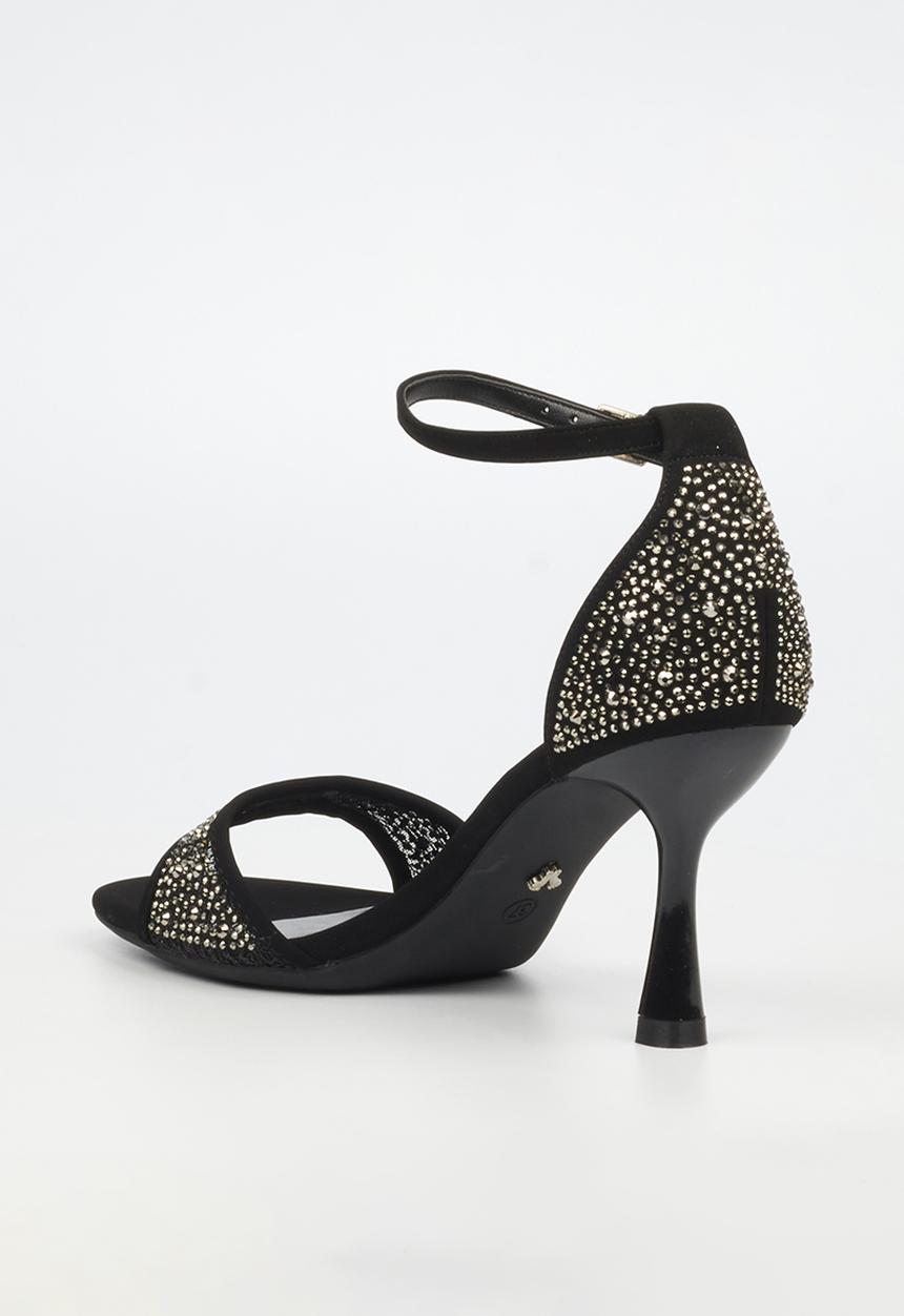 Butterfly Feet - Macie 1 rhinestone ankle strap heel - black