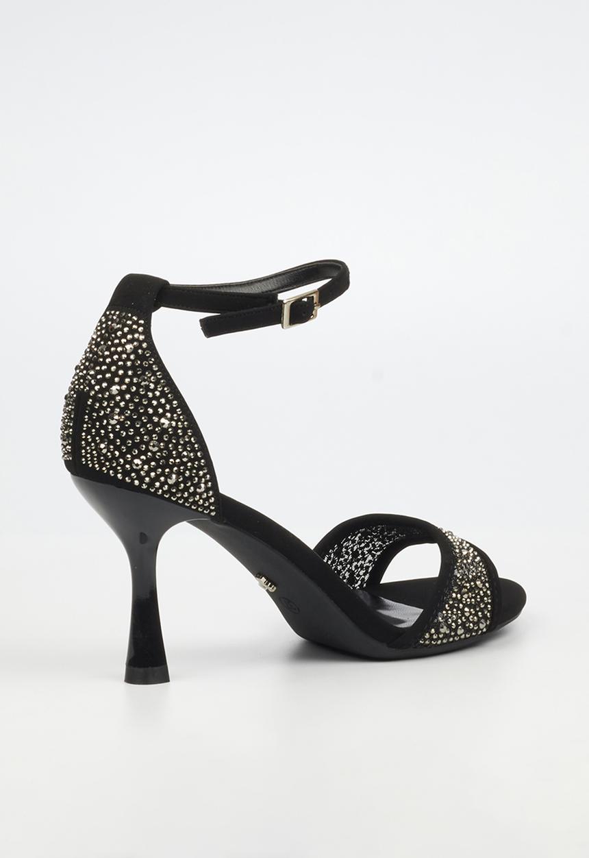 Butterfly Feet - Macie 1 rhinestone ankle strap heel - black