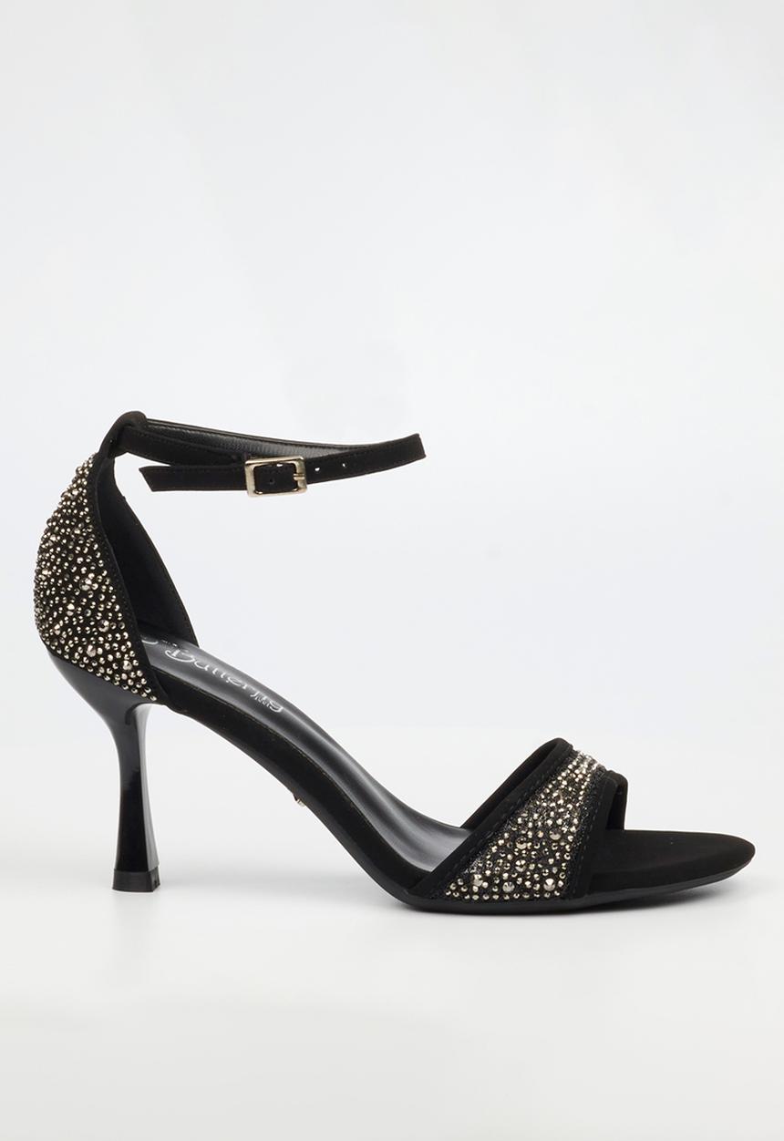 Butterfly Feet - Macie 1 rhinestone ankle strap heel - black