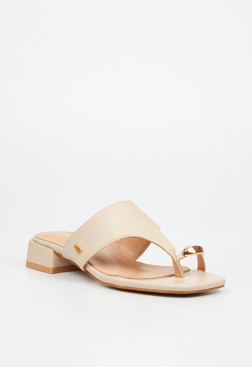 Miss Black - Joanna 1 gold trim low block heel - natural