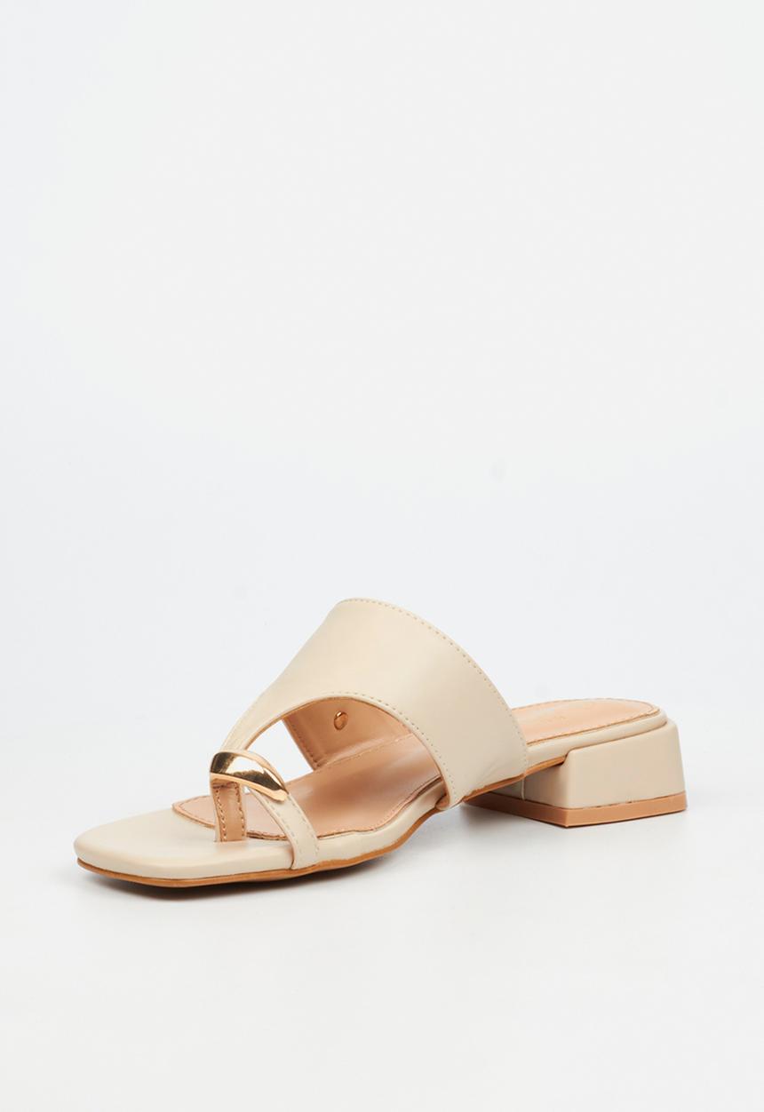 Miss Black - Joanna 1 gold trim low block heel - natural