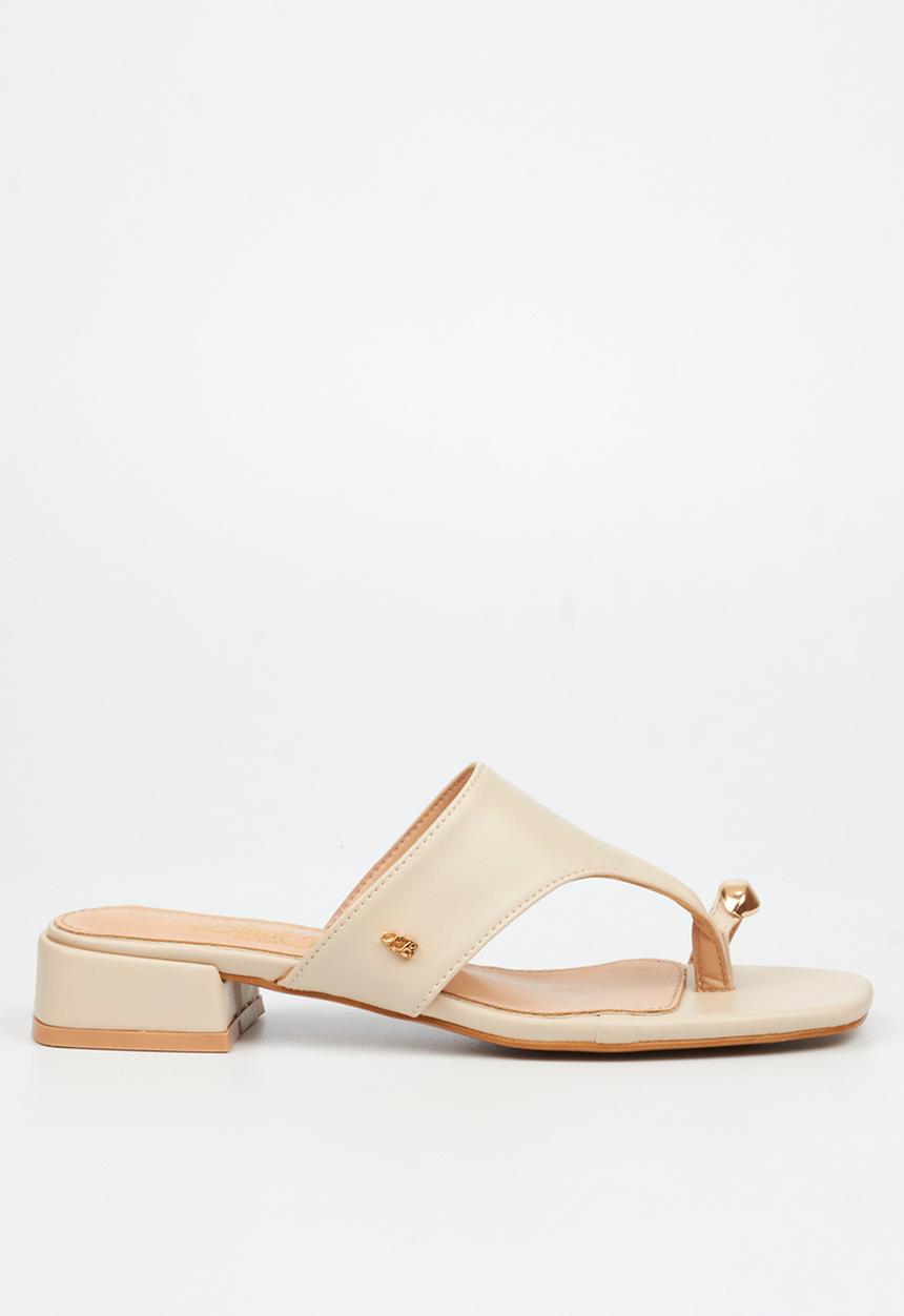 Miss Black - Joanna 1 gold trim low block heel - natural