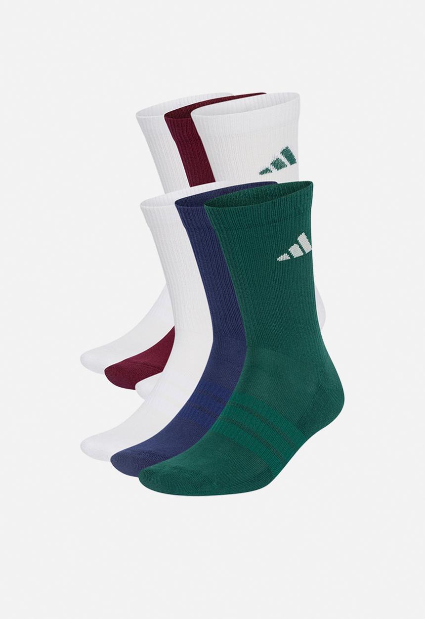 adidas Performance - Cushioned Crew Socks 6pk  - White/Dark Blue/Maroon/Collegiate Green