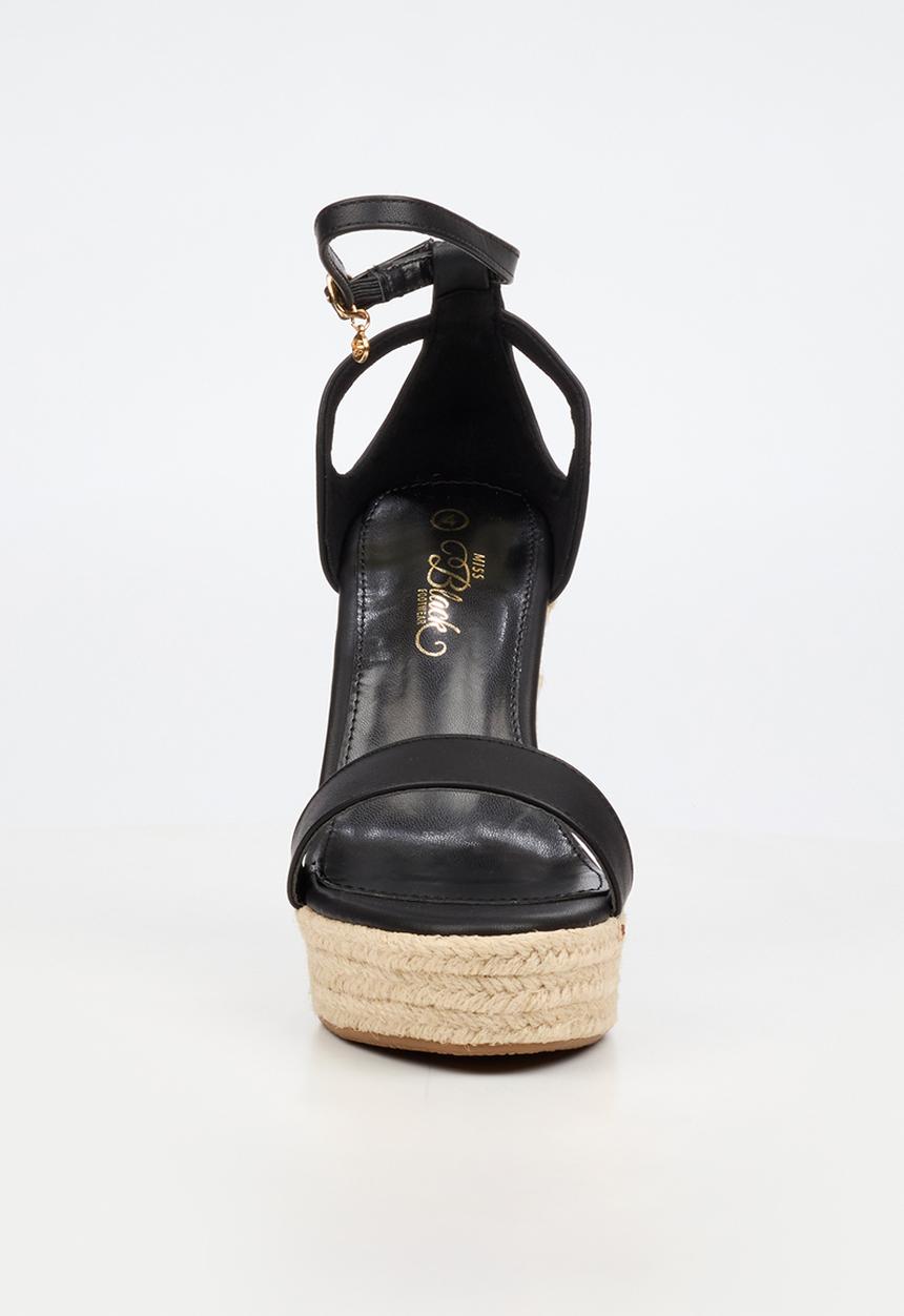 Miss Black - Moniker 12 cut-out platform wedge - black