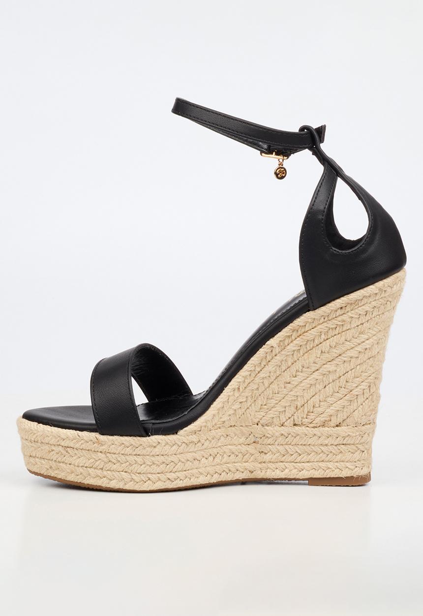 Miss Black - Moniker 12 cut-out platform wedge - black