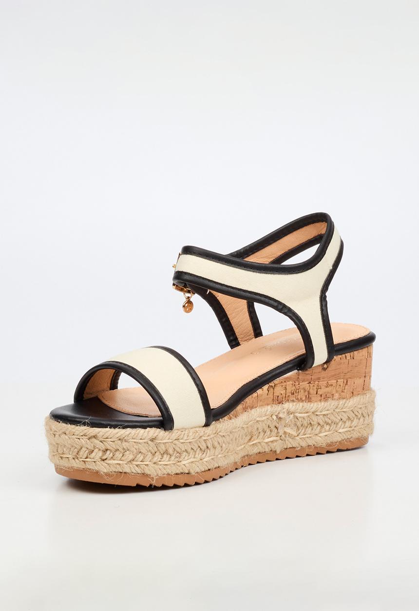 Miss Black - Steffi 12 colour-blocked wedge - black