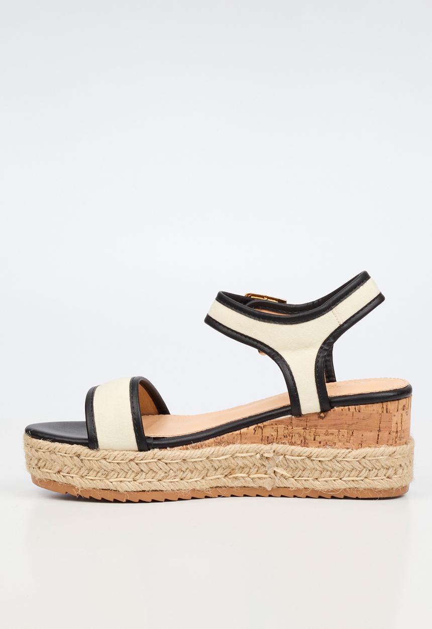Miss Black - Steffi 12 colour-blocked wedge - black