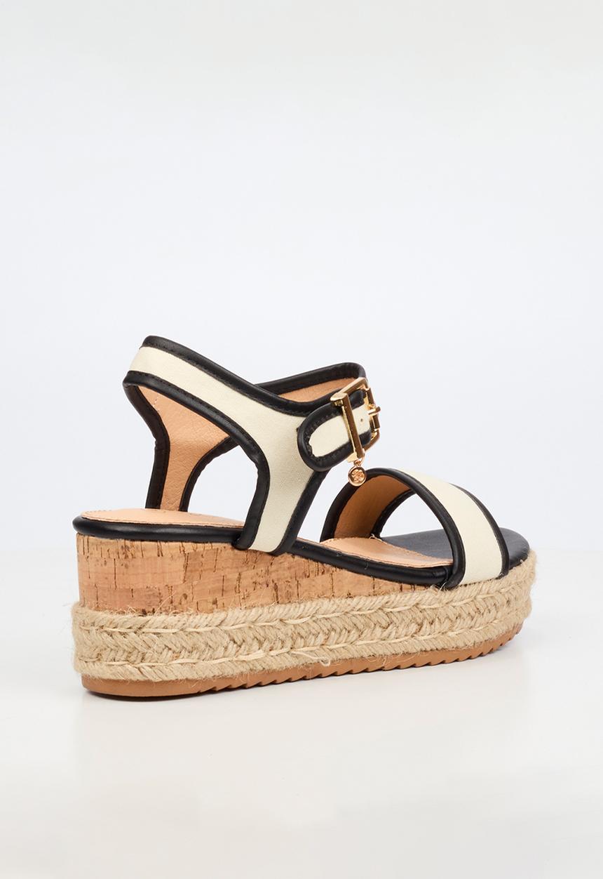 Miss Black - Steffi 12 colour-blocked wedge - black