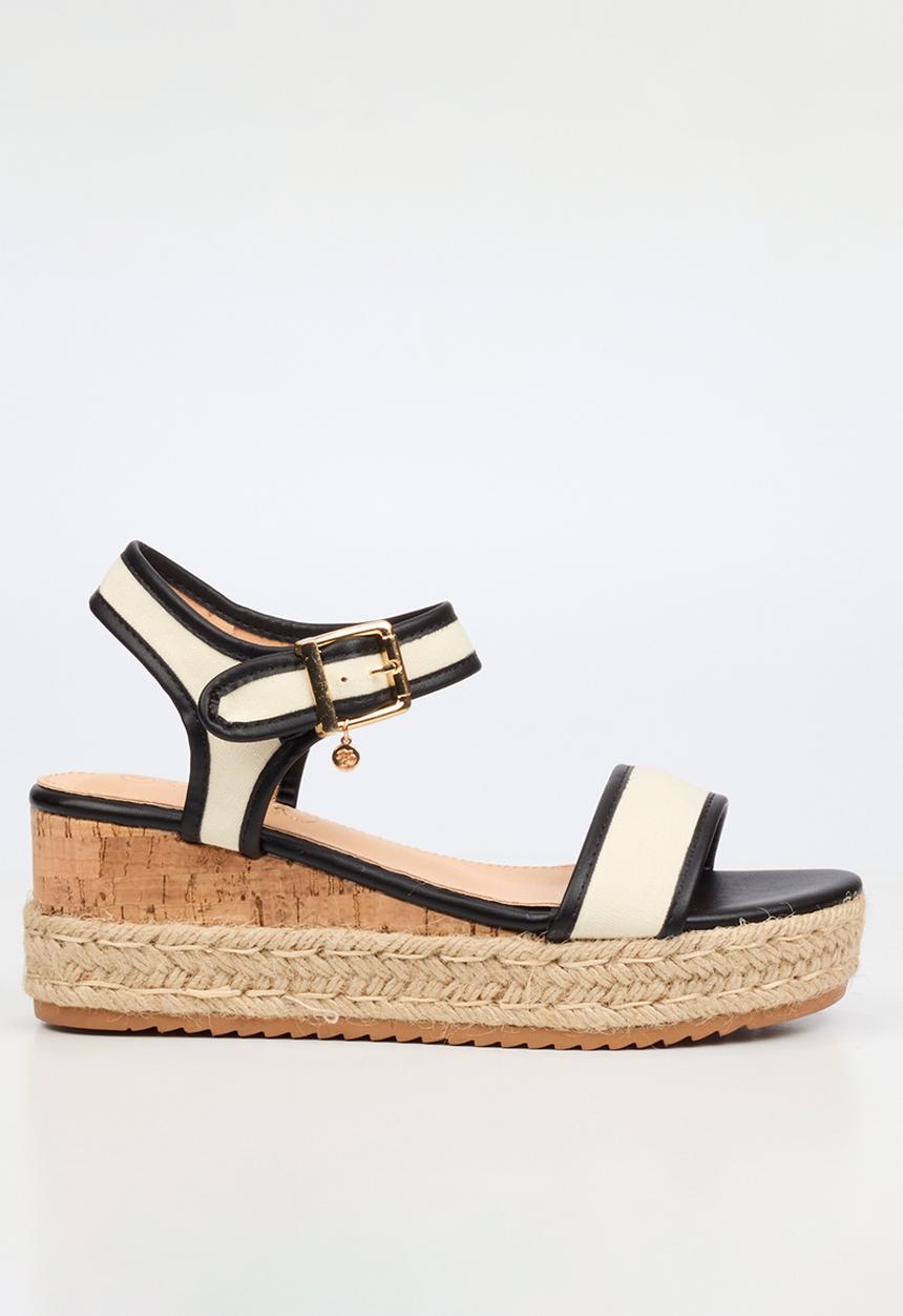 Miss Black - Steffi 12 colour-blocked wedge - black