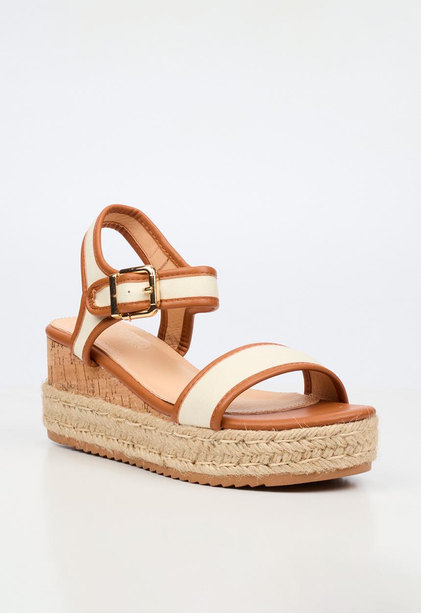 Miss Black - Steffi 12 colour-blocked wedge - tan