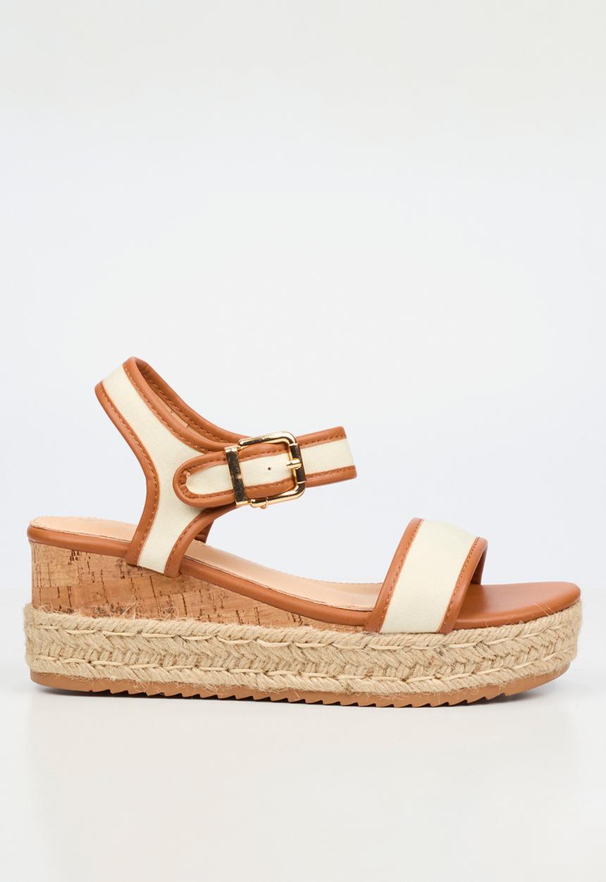 Miss Black - Steffi 12 colour-blocked wedge - tan