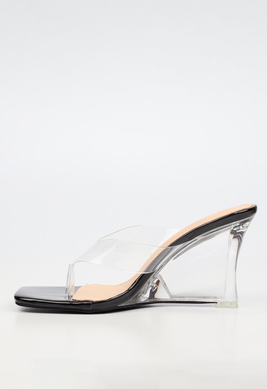 Miss Black - Sydney 1 vynil strap clear wedge - black
