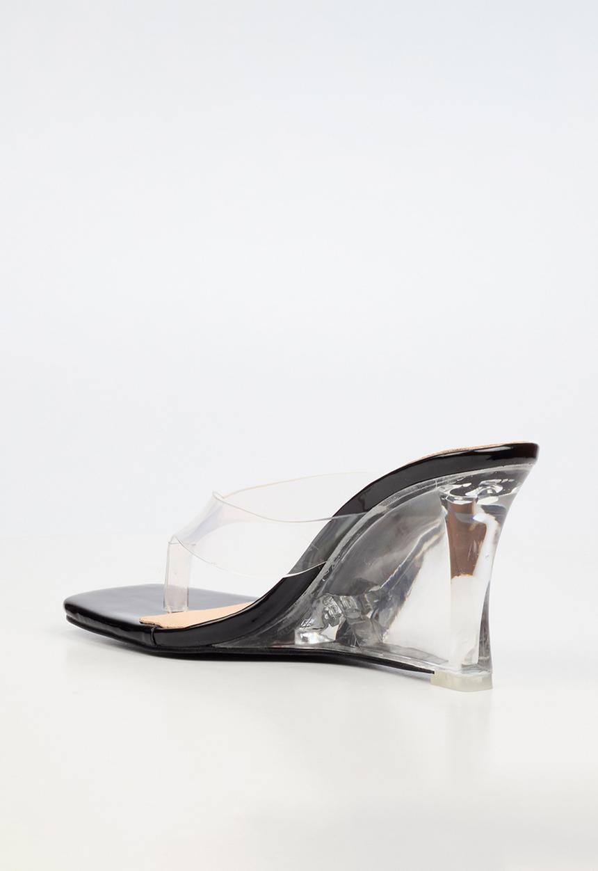 Miss Black - Sydney 1 vynil strap clear wedge - black
