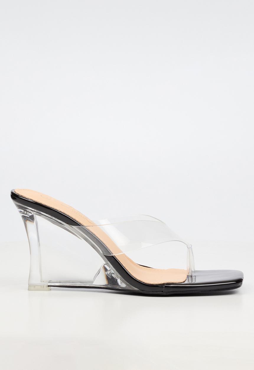 Miss Black - Sydney 1 vynil strap clear wedge - black