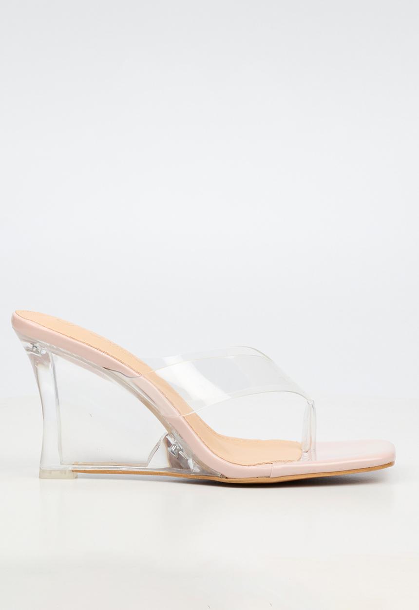 Miss Black - Sydney 1 vynil strap clear wedge - neutral