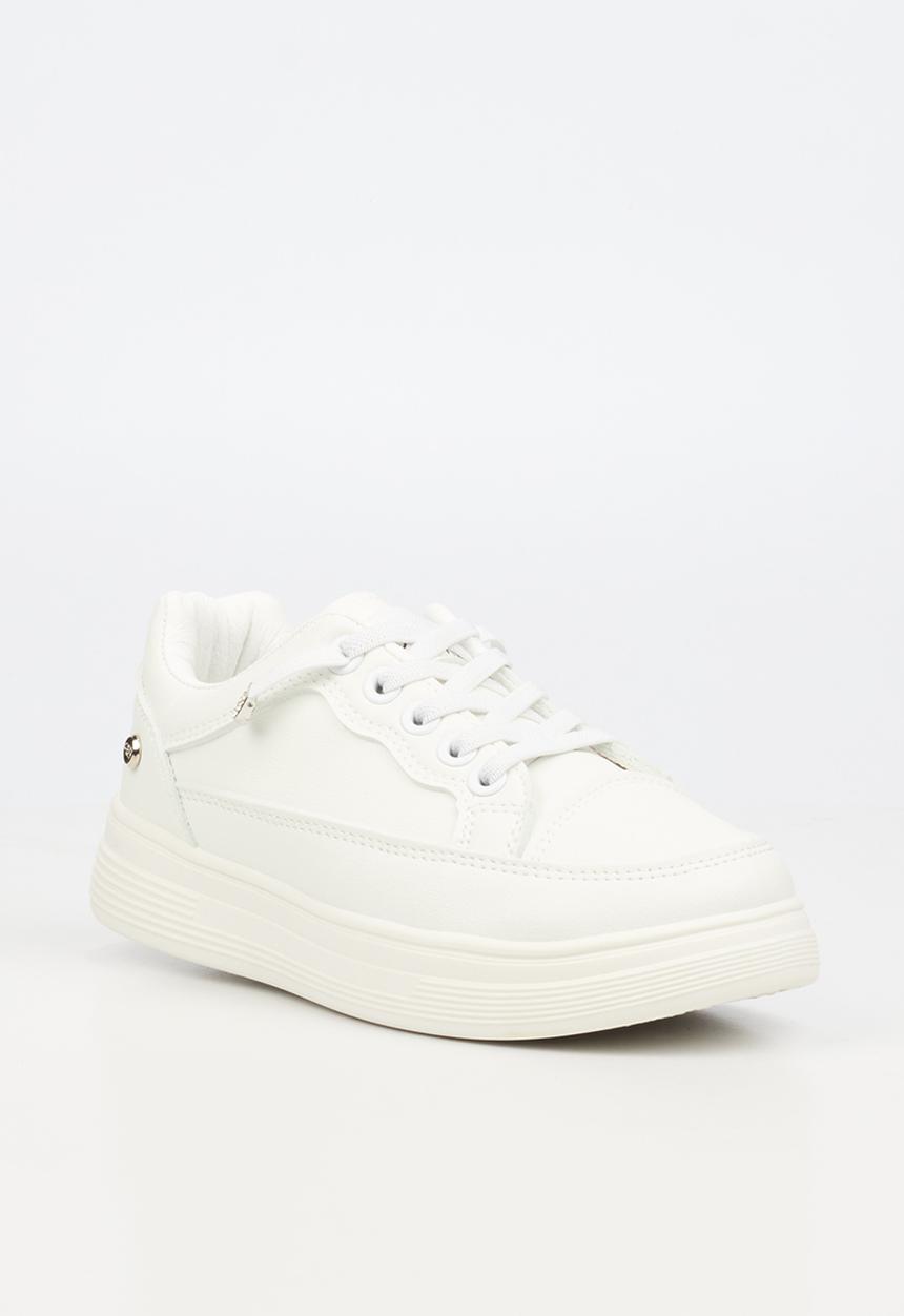 Little Miss Black - Lipton 5 Casual Elastic Lace Sneaker - White