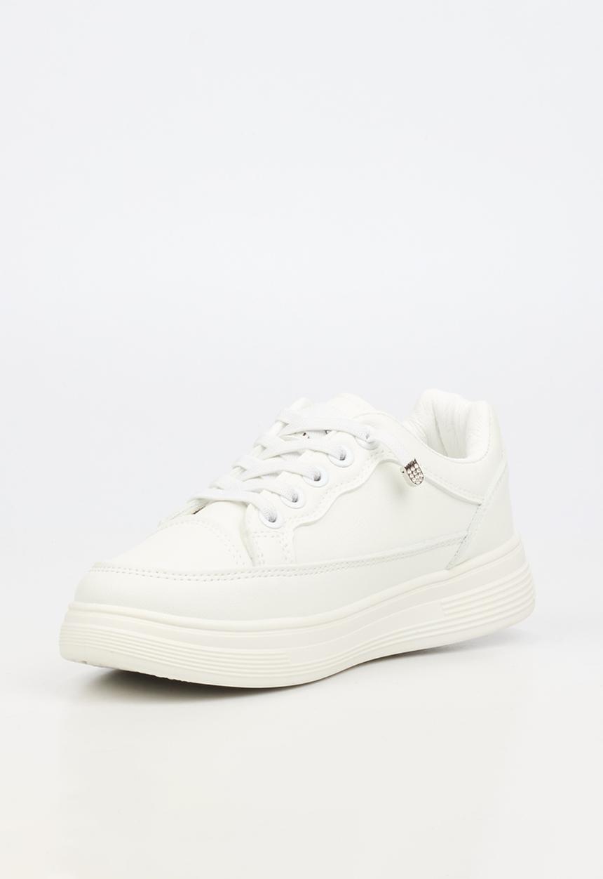 Little Miss Black - Lipton 5 Casual Elastic Lace Sneaker - White