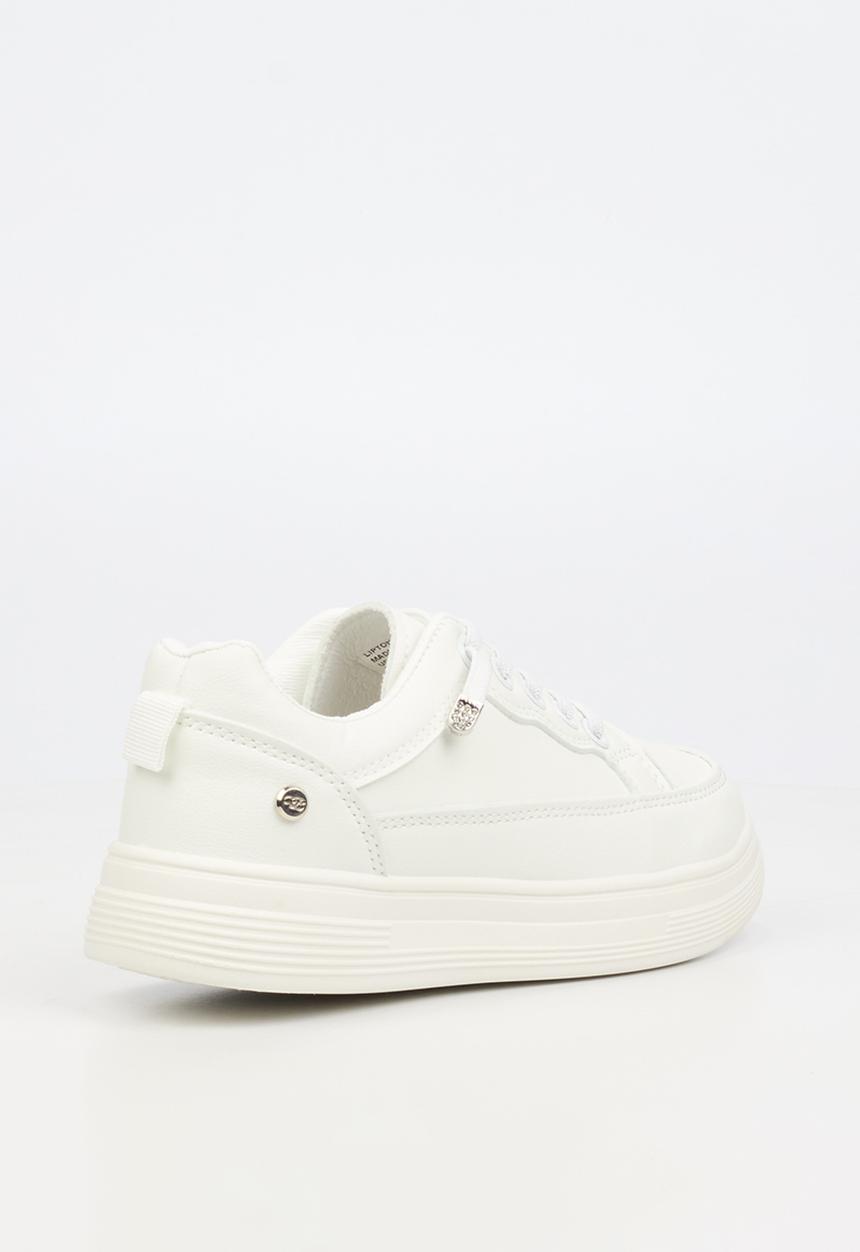 Little Miss Black - Lipton 5 Casual Elastic Lace Sneaker - White