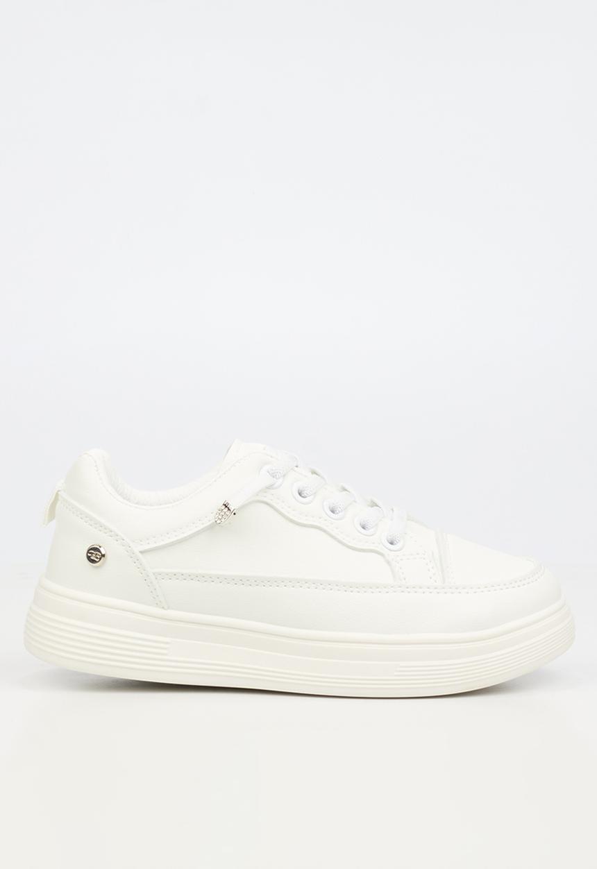 Little Miss Black - Lipton 5 Casual Elastic Lace Sneaker - White