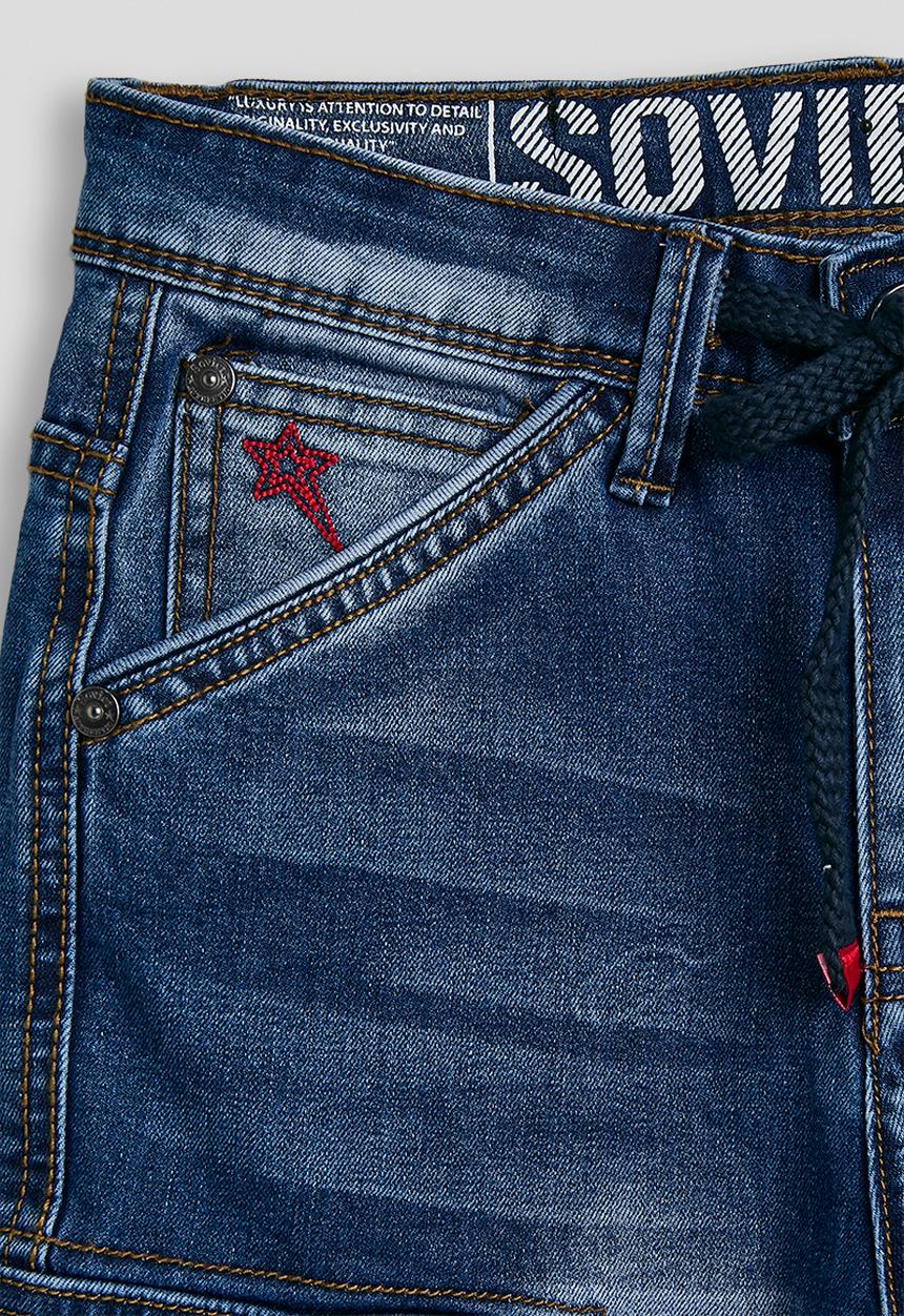 SOVIET - Boys Cargo Pocket Denim Short - Indigo