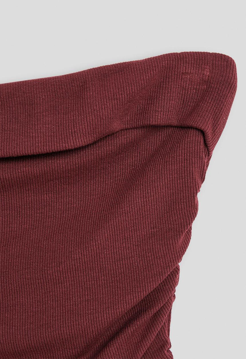 Pop Candy - Ribbed side ruched tube top - burgundy