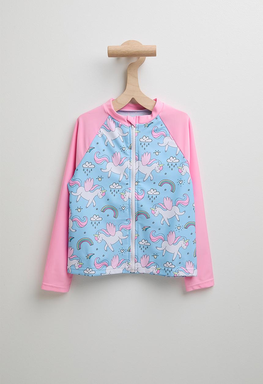 Pop Candy - Zip rash vest and bikini bottoms - blue/pink/aop