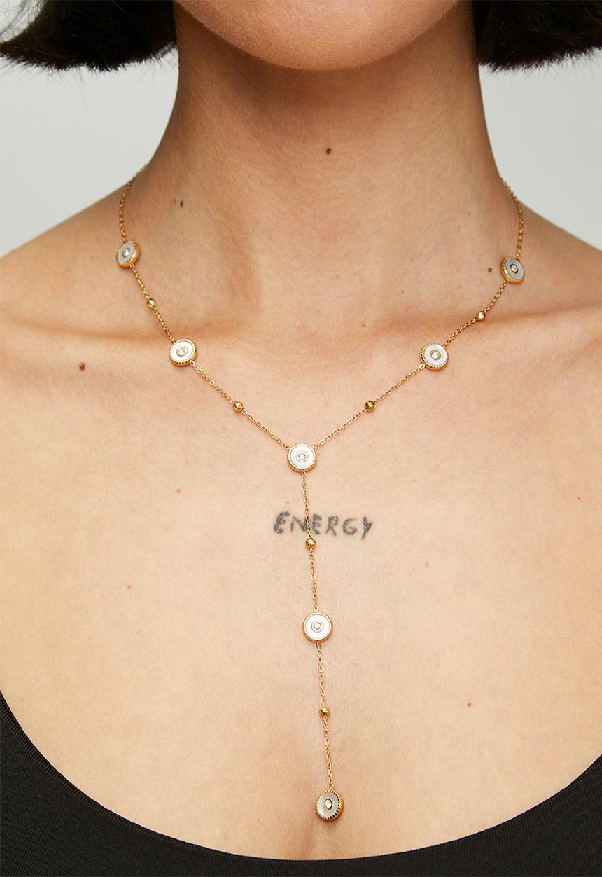 Zoe on Trend - Trendy Lariat Necklace - Gold