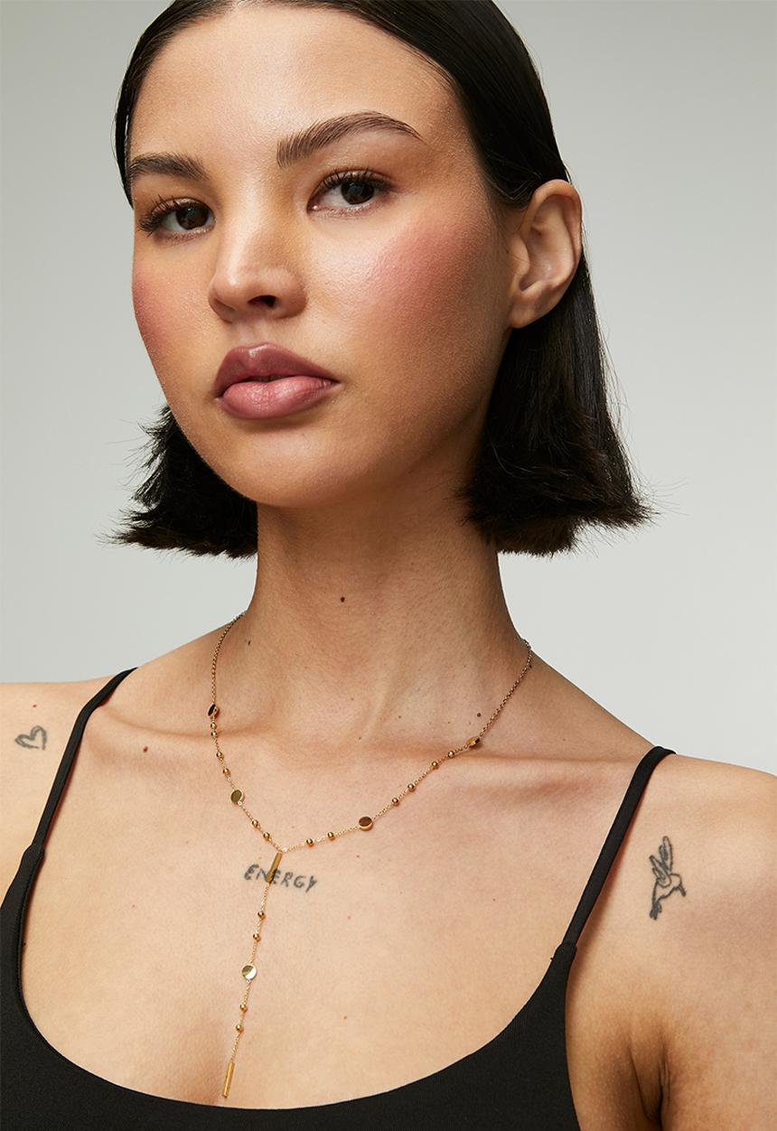 Zoe on Trend - Trendy Lariat Necklace - Gold