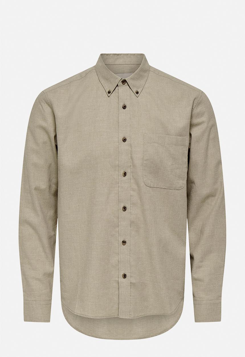 Only & Sons - Jupiter Reg Fit Long Sleeve Shirt - Chinchilla/Melange