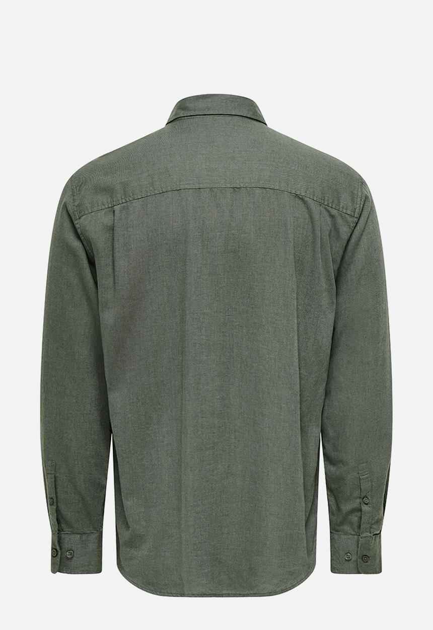 Only & Sons - Mars Reg Fit Long Sleeve Shirt - Castor Gray/ Rosin