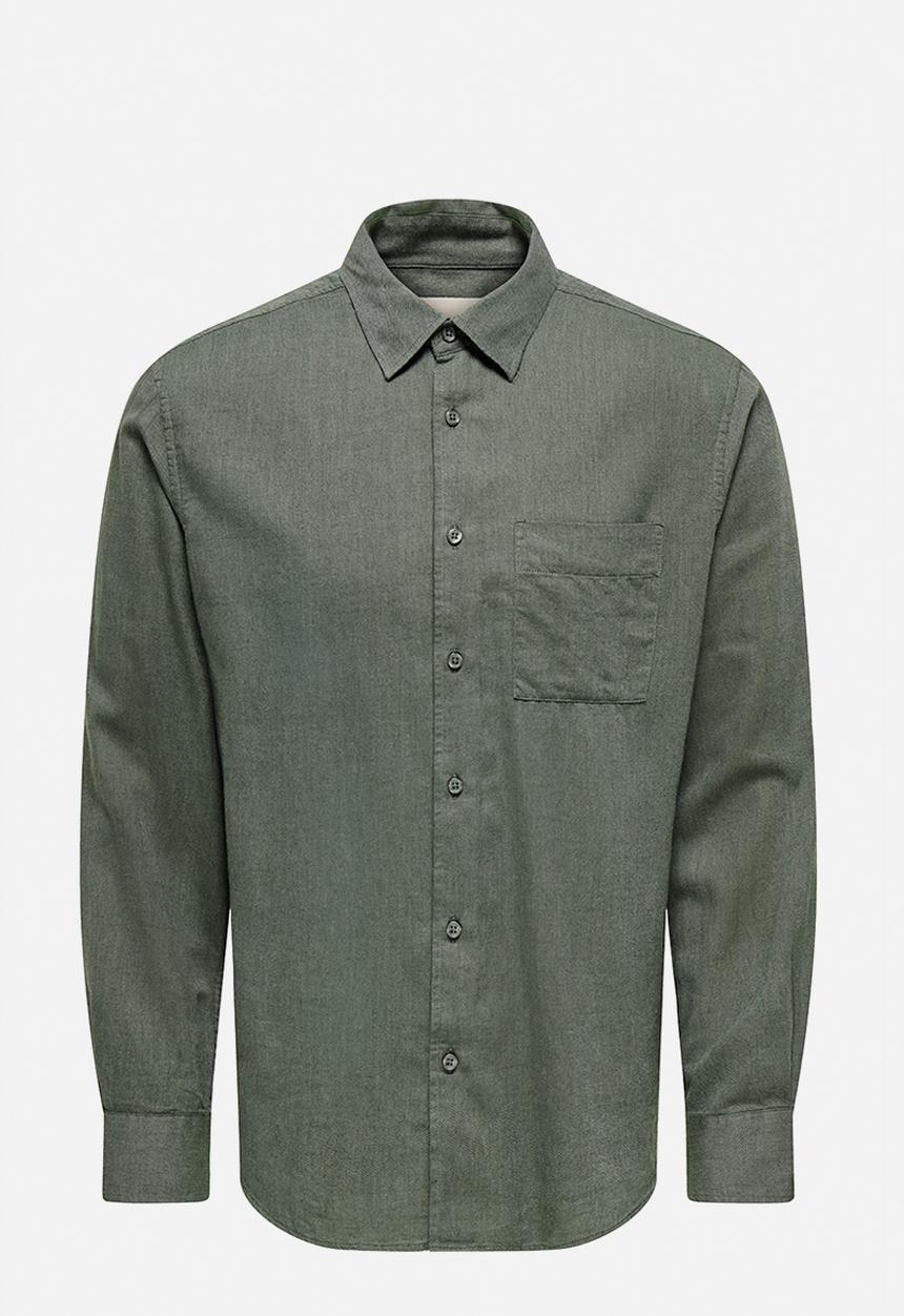 Only & Sons - Mars Reg Fit Long Sleeve Shirt - Castor Gray/ Rosin