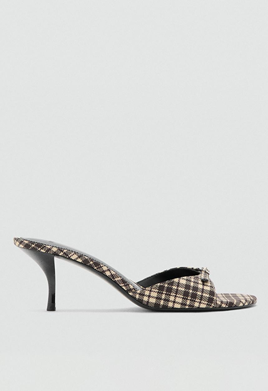 MANGO - Made1 plaid print mule heel - light/pastel yellow