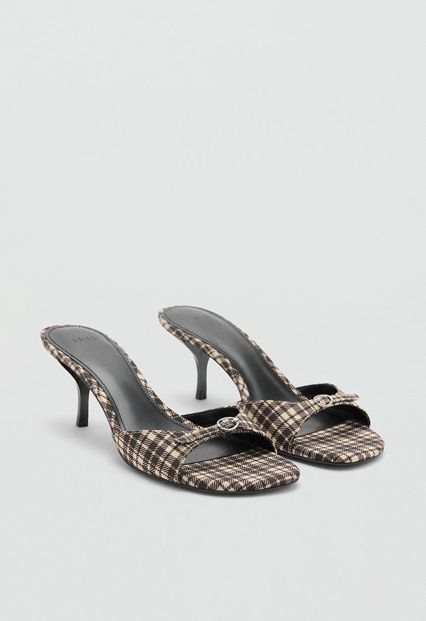 MANGO - Made1 plaid print mule heel - light/pastel yellow