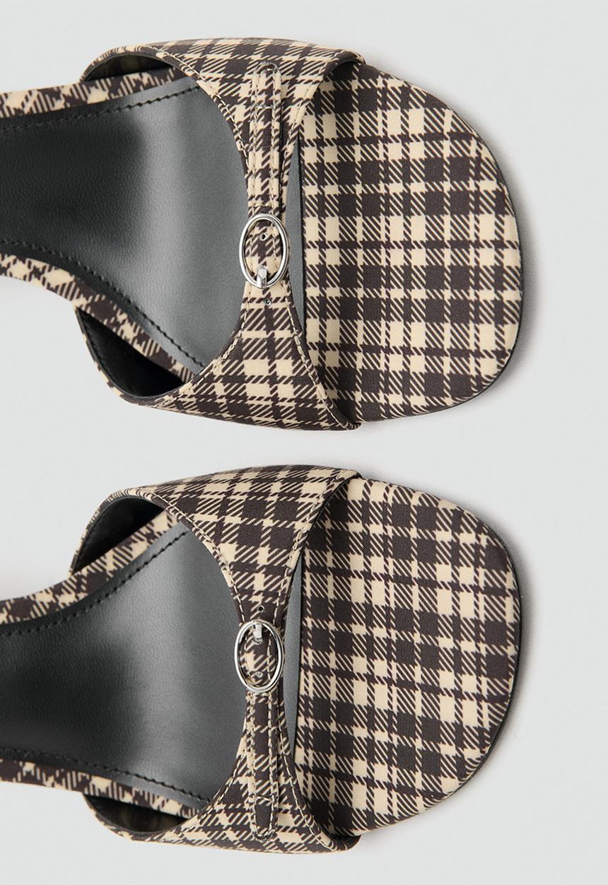 MANGO - Made1 plaid print mule heel - light/pastel yellow