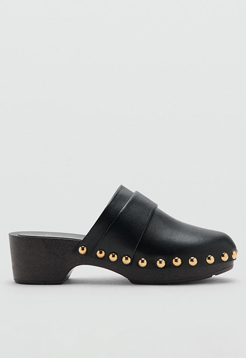 MANGO - Kata leather clog heel - black