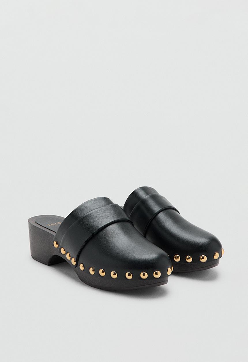 MANGO - Kata leather clog heel - black