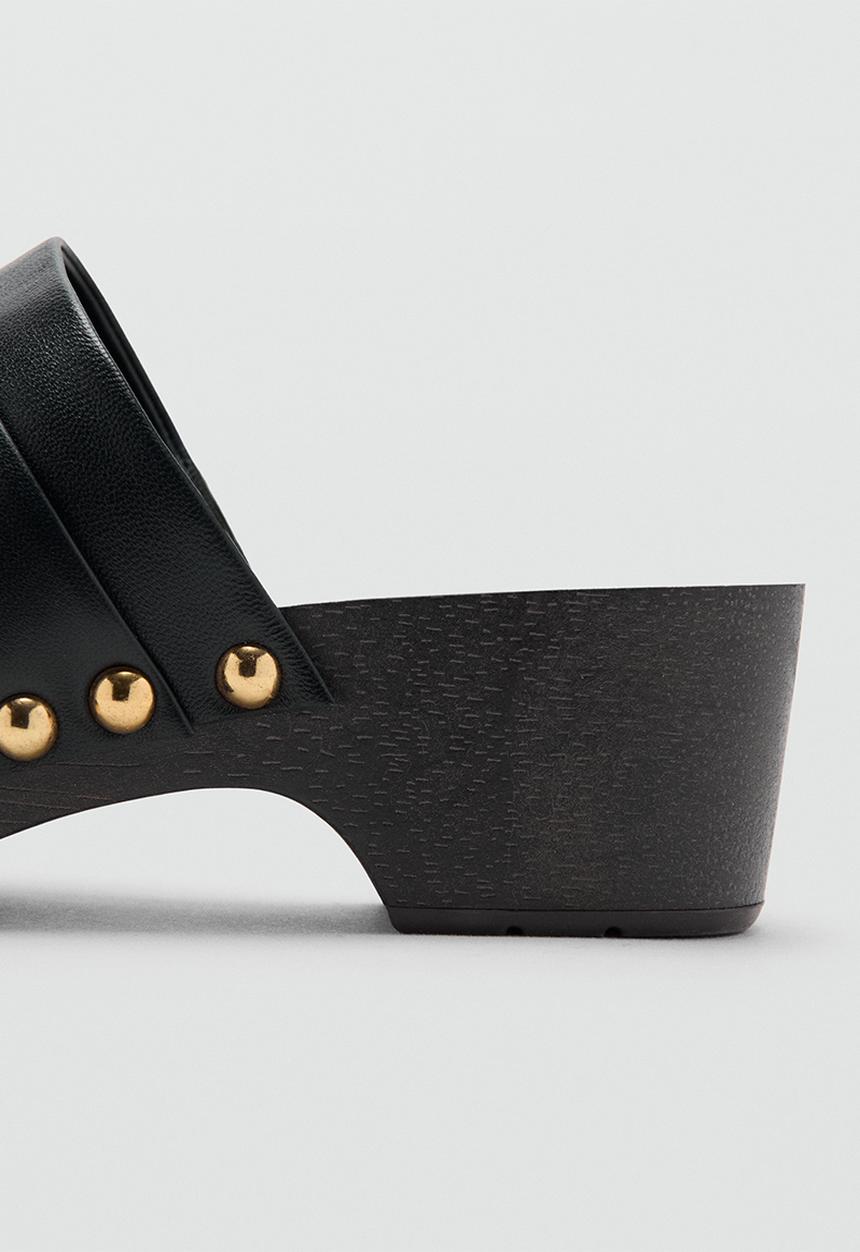 MANGO - Kata leather clog heel - black