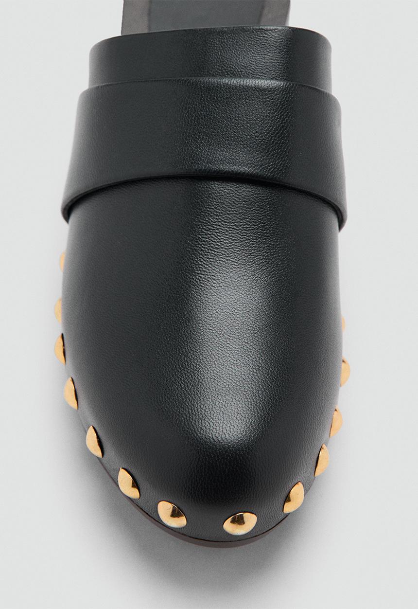 MANGO - Kata leather clog heel - black
