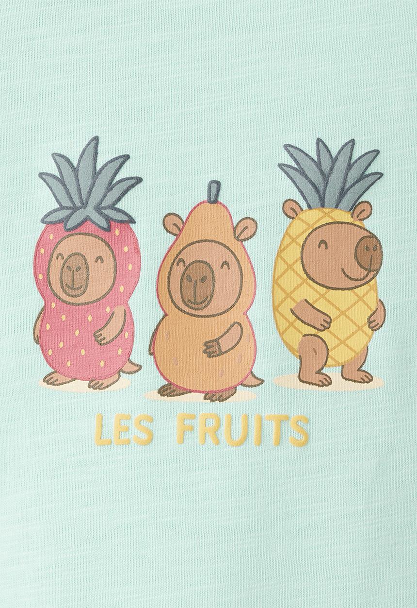 MANGO - T-Shirt Fruits - Turquoise / Aqua