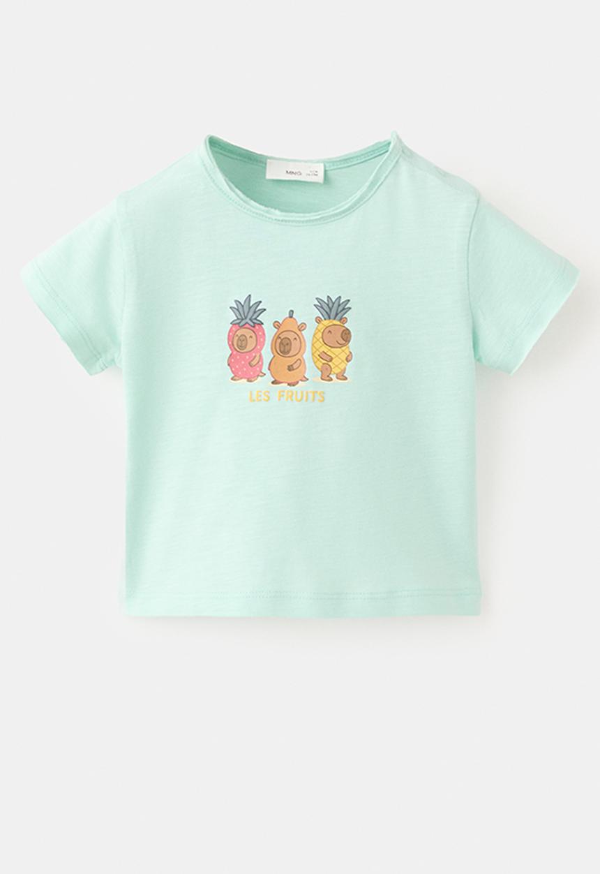 MANGO - T-Shirt Fruits - Turquoise / Aqua