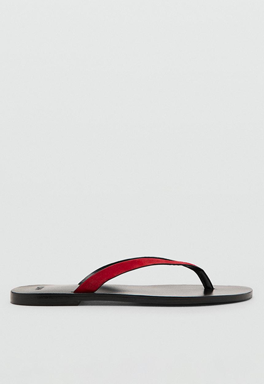 MANGO - Wave1 suede thong - red